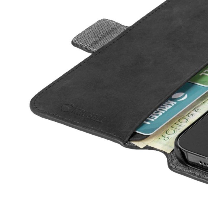 Juodas telefono dėklas–piniginė Apple iPhone 13 Pro Max