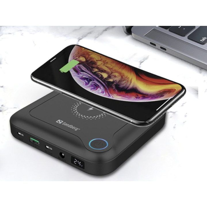 Sandberg 24000 mAh nešiojama baterija su USB-C ir belaidžiu įkrovimu