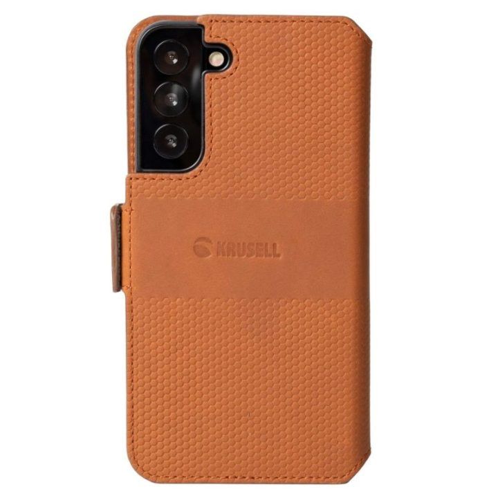 Samsung Galaxy S22+ odinė telefono piniginė, konjako