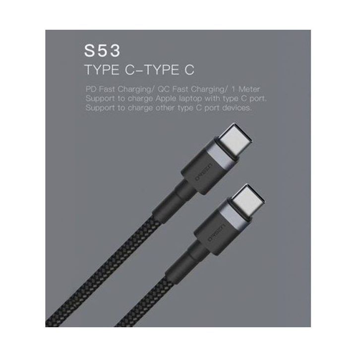 Raudonas USB-C į USB-C 3A 1 m laidas