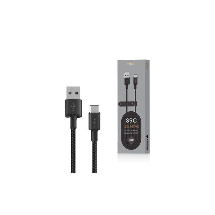 Juodas USB-A į USB-C laidas, 1 m, 2,1 A