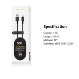 Orsen USB-A į Lightning įkrovimo laidas, 1 m, juodas