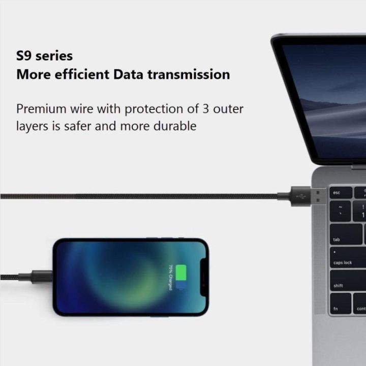 Orsen USB-A į Lightning įkrovimo laidas, 1 m, juodas