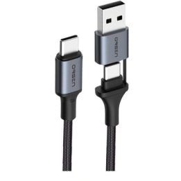 Juodas 2 viename USB ir Type-C įkrovimo laidas, 1,5 m