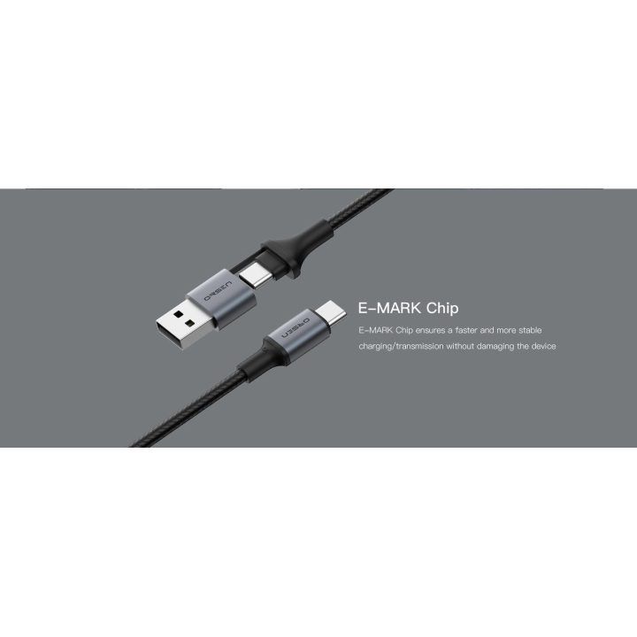 Juodas 2 viename USB ir Type-C įkrovimo laidas, 1,5 m