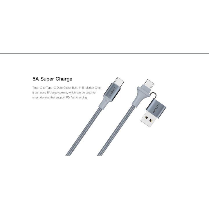 Juodas 2 viename USB ir Type-C įkrovimo laidas, 1,5 m