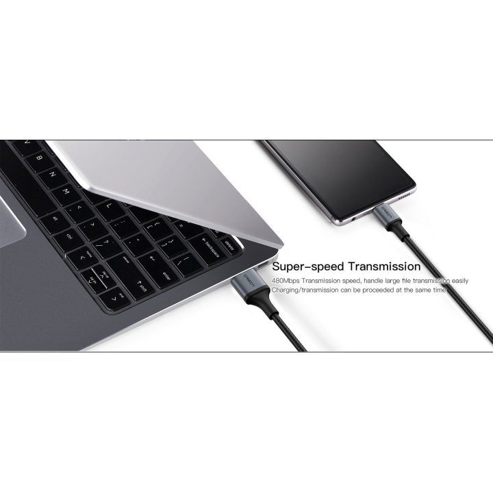 Juodas 2 viename USB ir Type-C įkrovimo laidas, 1,5 m