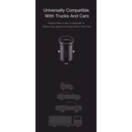 Juodas 45W mini automobilinis įkroviklis Orsen C8