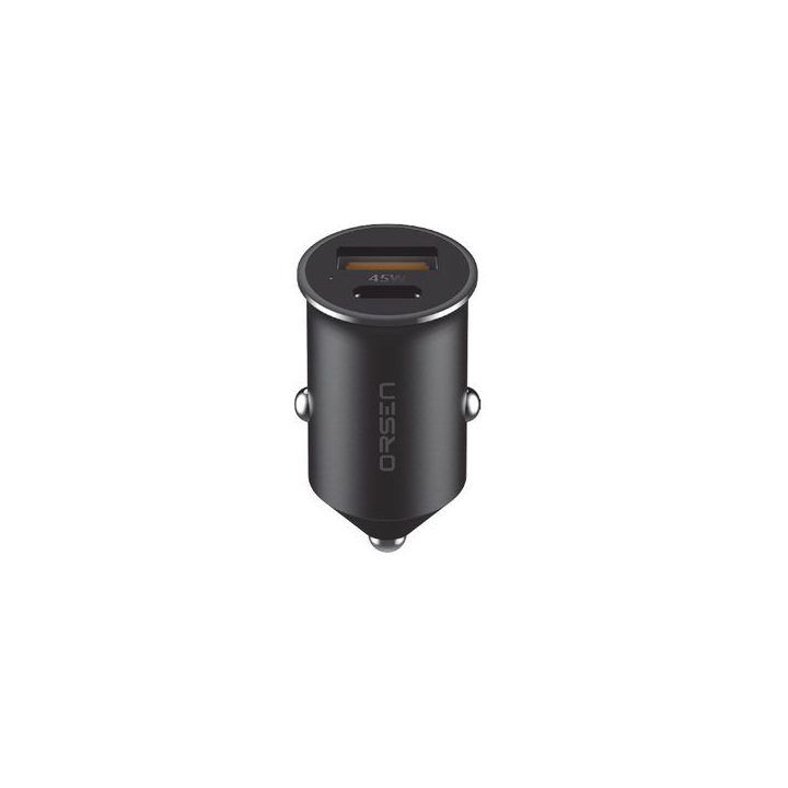 Juodas 45W mini automobilinis įkroviklis Orsen C8