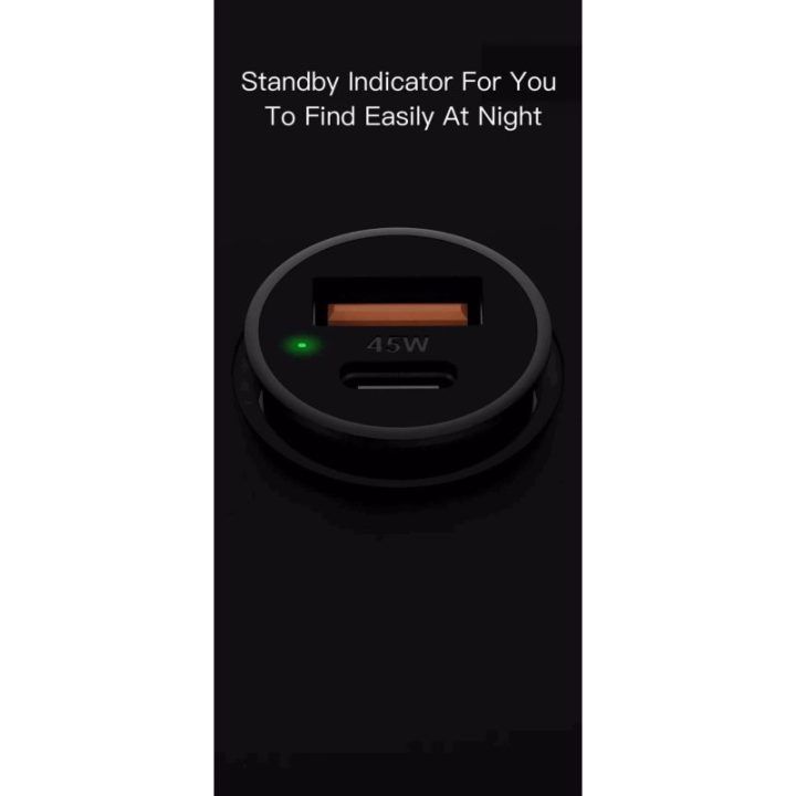Juodas 45W mini automobilinis įkroviklis Orsen C8