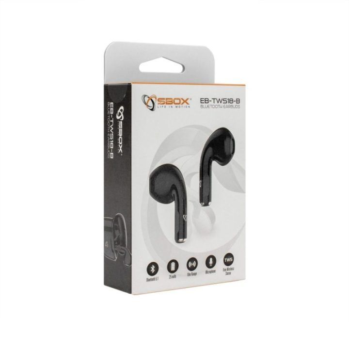 Juodos Bluetooth ausinės į ausį Sbox EB-TWS18