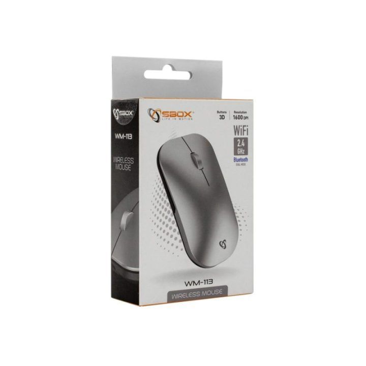 Belaidė pelė Sbox WM-113, sidabrinė