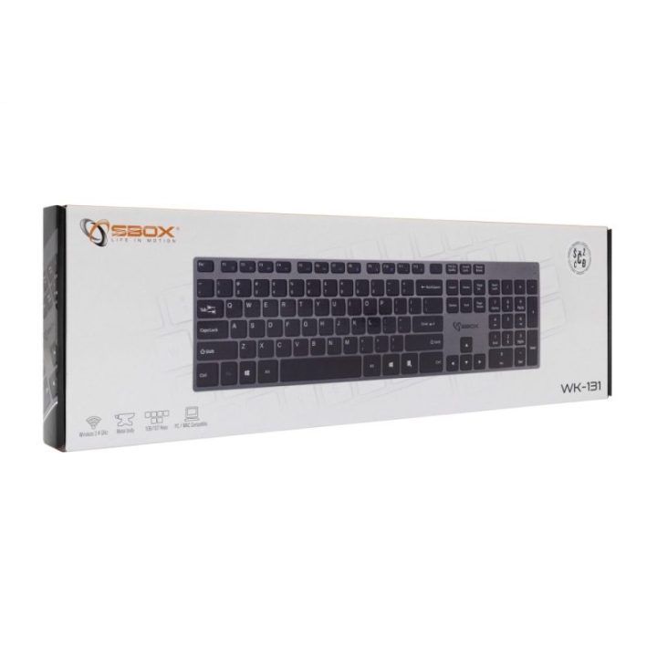 Belaidė metalinė klaviatūra Sbox WK-131, JAV išdėstymas