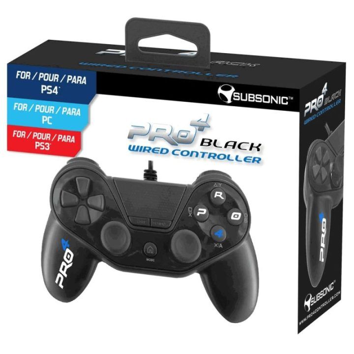 Laidinis PS4 valdiklis su 3 m kabeliu, juodas