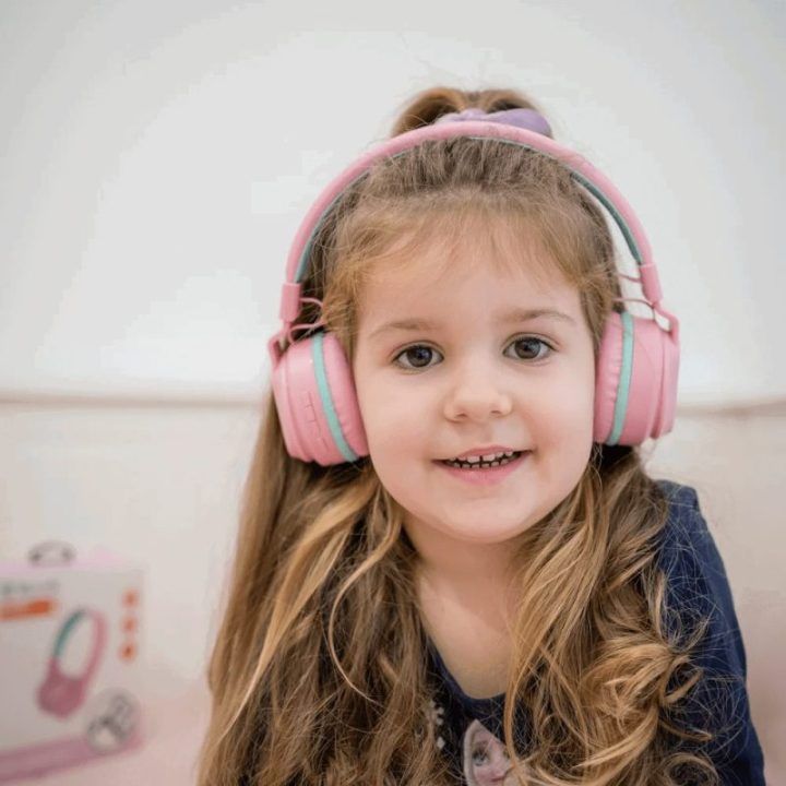 Rožinės vaikiškos „Bluetooth“ ausinės „Tellur Buddy“
