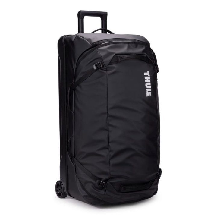 Juodas ratinis kelioninis krepšys Thule Chasm 110 l