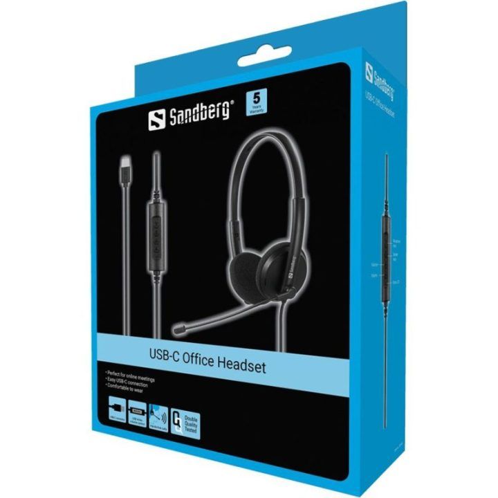 USB-C biuro ausinės su mikrofonu, 2 m