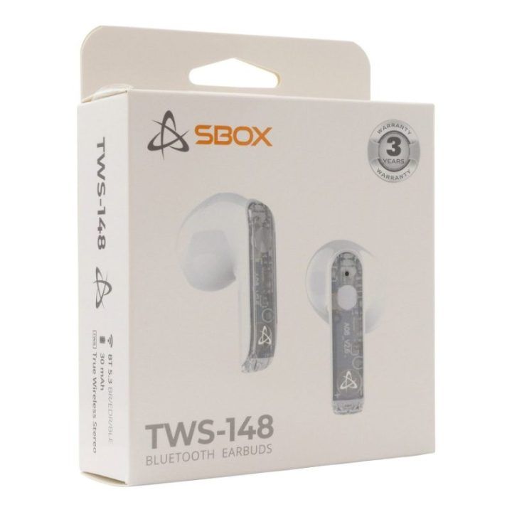 Bluetooth ausinės į ausį Sbox EB-TWS148, baltos