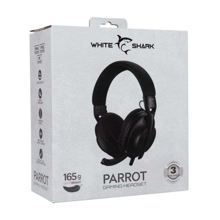 Juodos stereo 2.0 žaidimų ausinės White Shark PARROT GH-2440