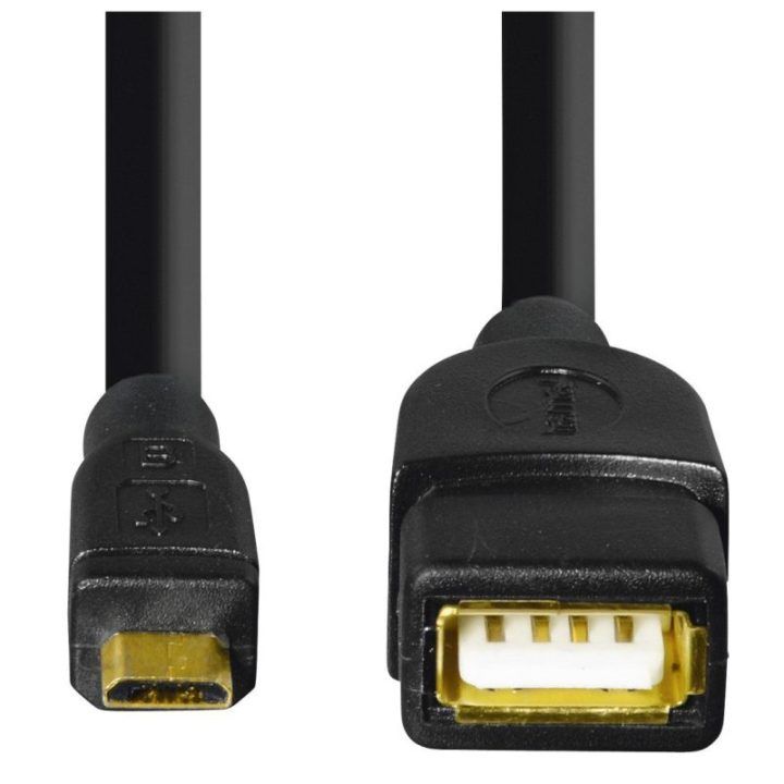 OTG mikro USB į USB adapterio laidas 15 cm, juodas