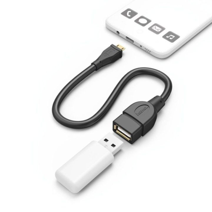 OTG mikro USB į USB adapterio laidas 15 cm, juodas
