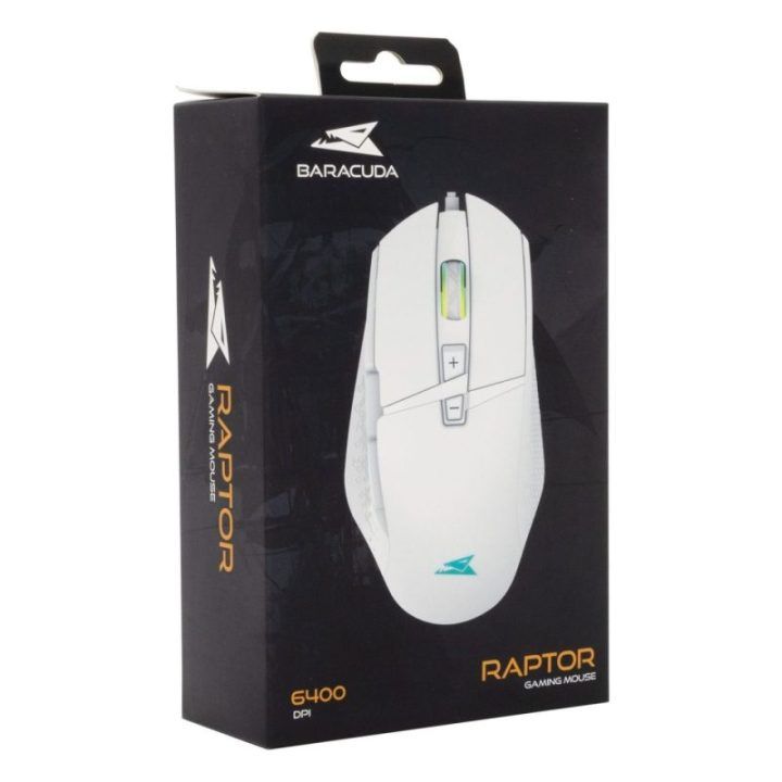 Baracuda Raptor White žaidimų pelė su 8 mygtukais