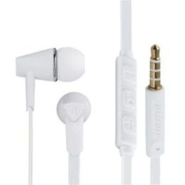 Baltos į ausis įdedamos stereo ausinės su laidu