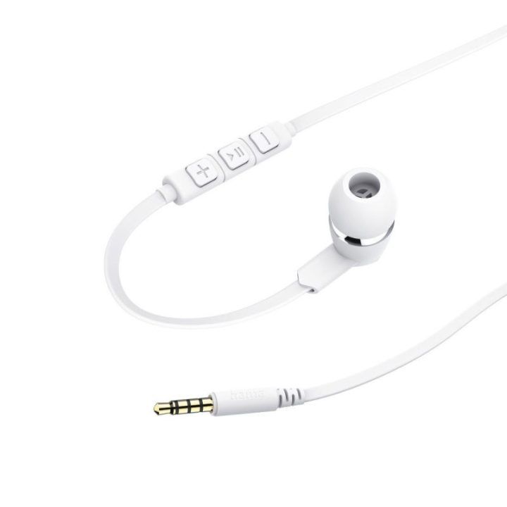 Baltos į ausis įdedamos stereo ausinės su laidu