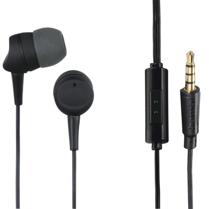 Juodos į ausis įdedamos stereo ausinės Hama Kooky