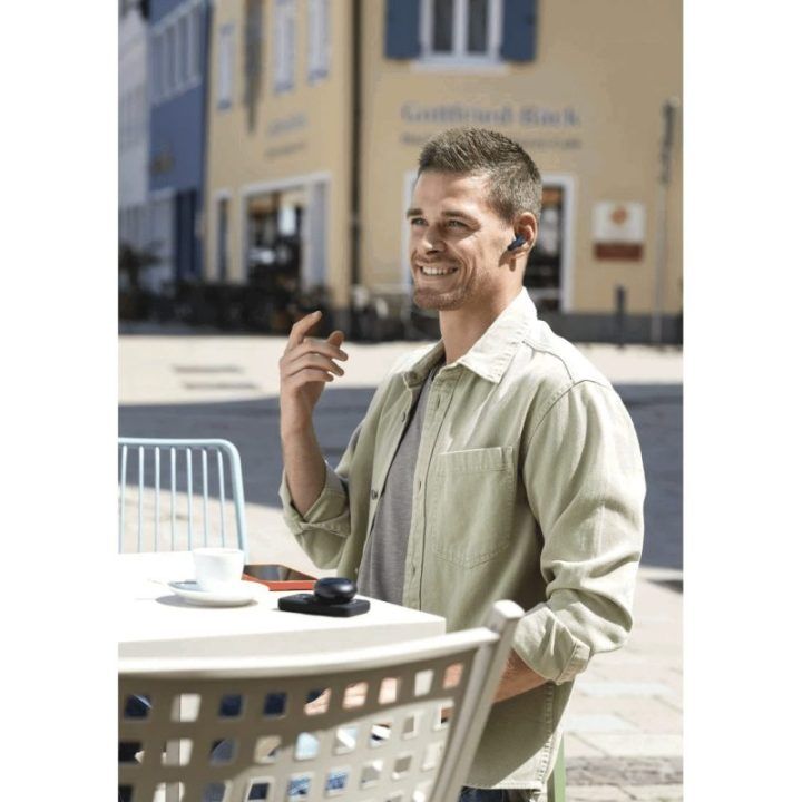 Bluetooth ausinės su įkrovimo dėklu, juodos