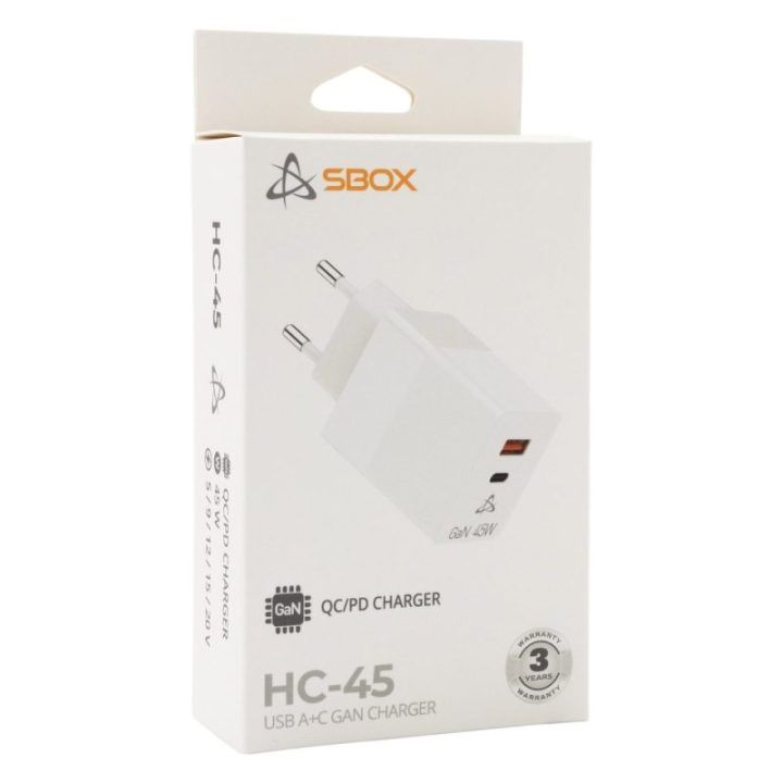 45 W GaN namų įkroviklis su USB-C ir USB-A