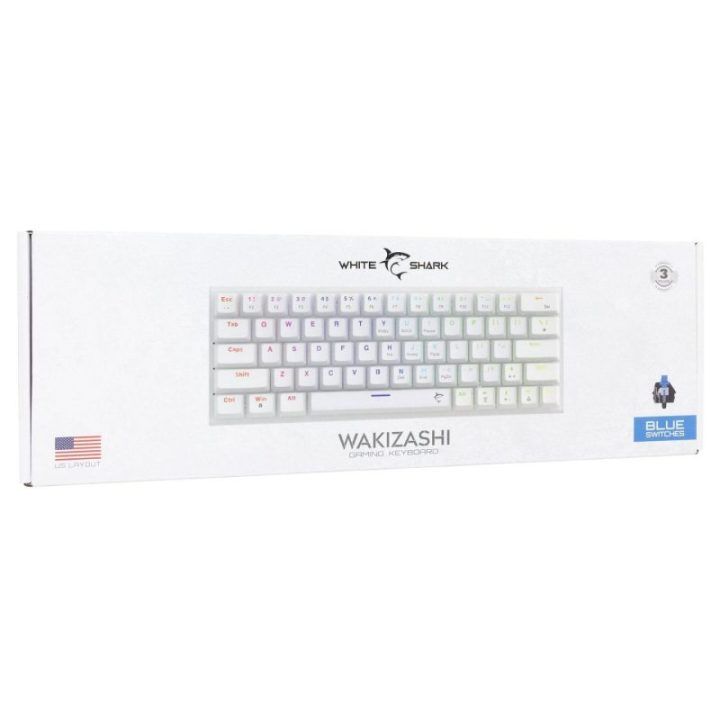 Balta 63 klavišų mechaninė žaidimų klaviatūra White Shark Wakizashi 2