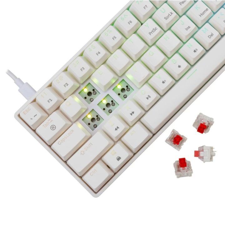 Mechaninė žaidimų klaviatūra White Shark Shinobi 2, raudoni jungikliai, balta, US išdėstymas