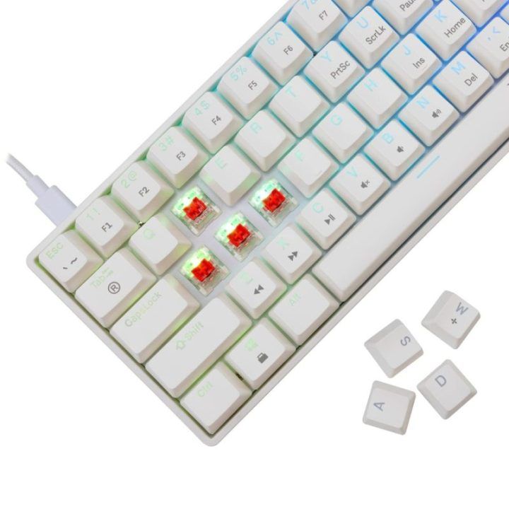 Mechaninė žaidimų klaviatūra White Shark Shinobi 2, raudoni jungikliai, balta, US išdėstymas