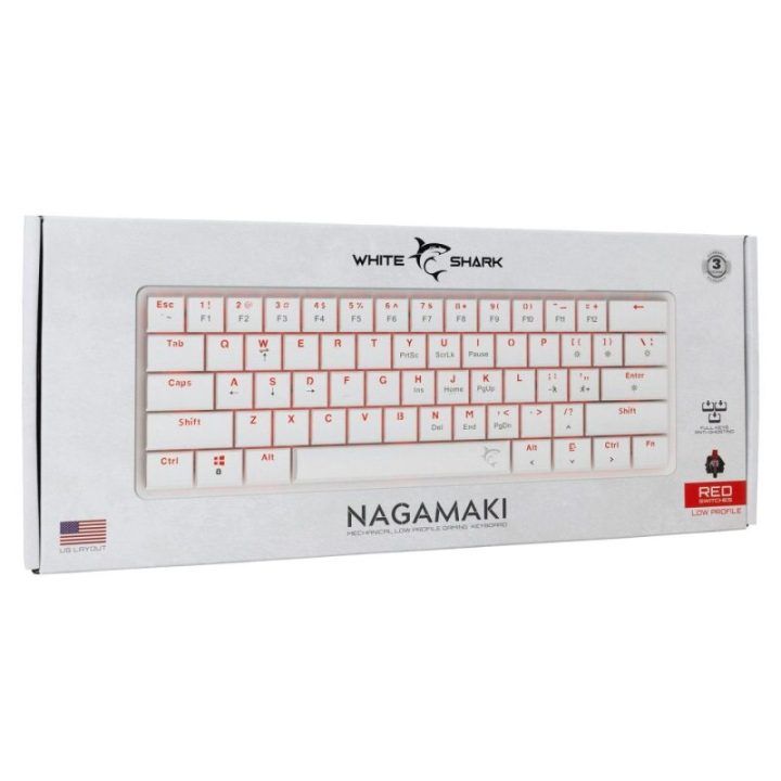 Balta mechaninė žaidimų klaviatūra White Shark Nagamaki