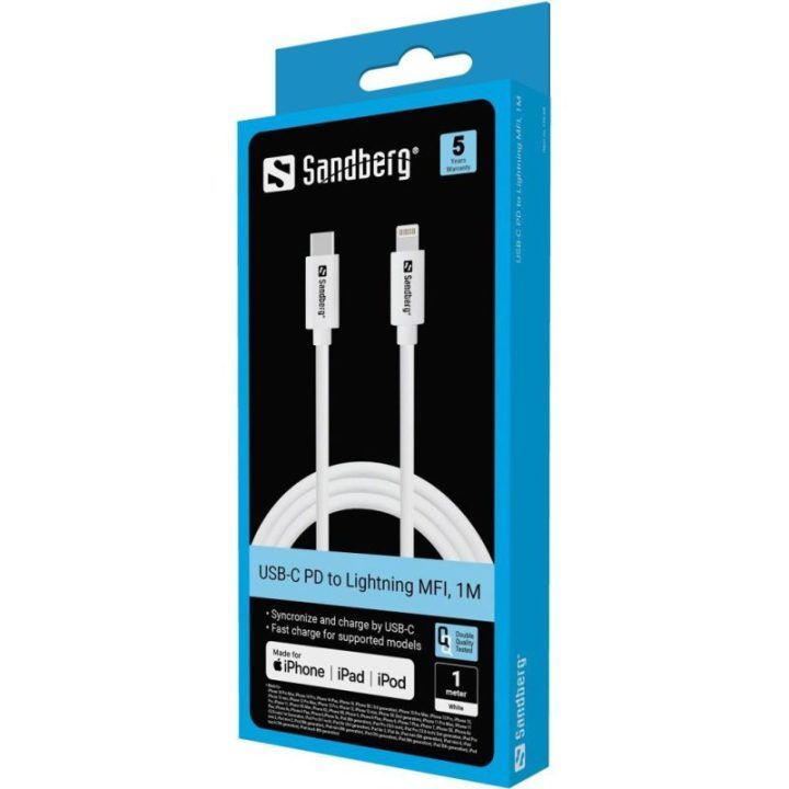 Sandberg USB-C–Lightning PD kabelis, 1 m