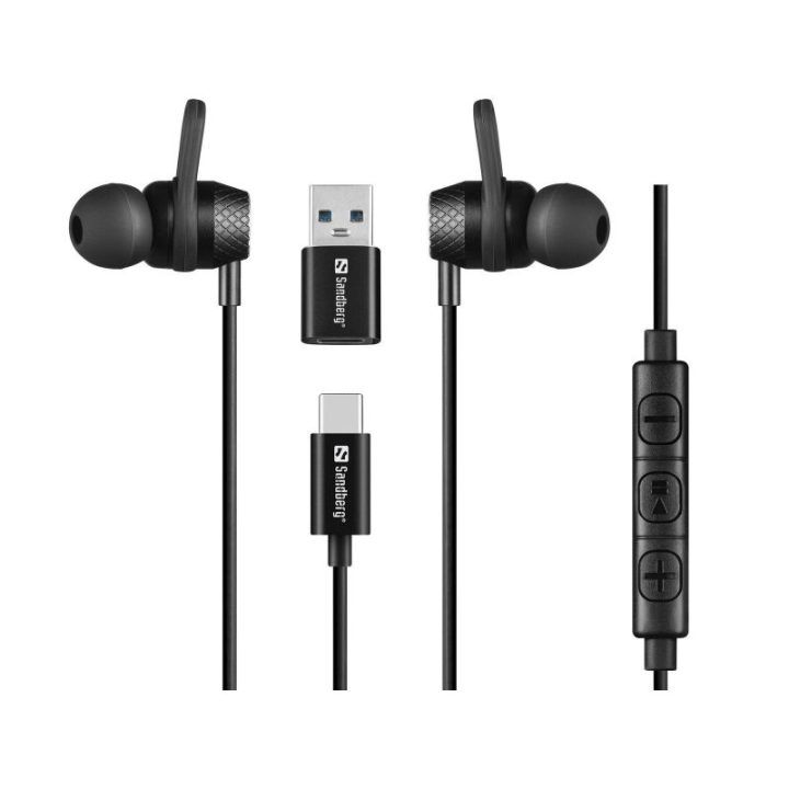 Į ausis įstatomos ausinės su mikrofonu Sandberg USB-C/A