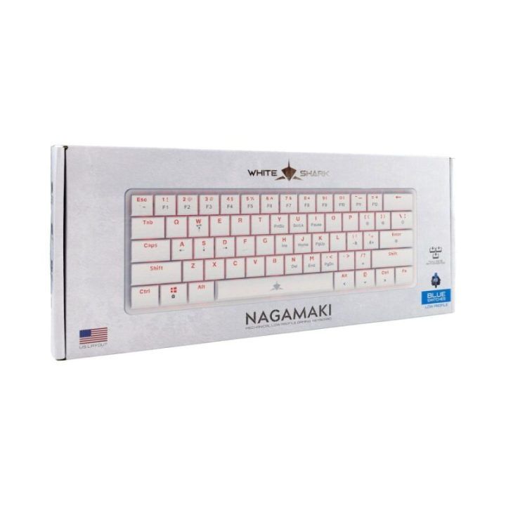 White Shark Nagamaki mechaninė žaidimų klaviatūra, balta