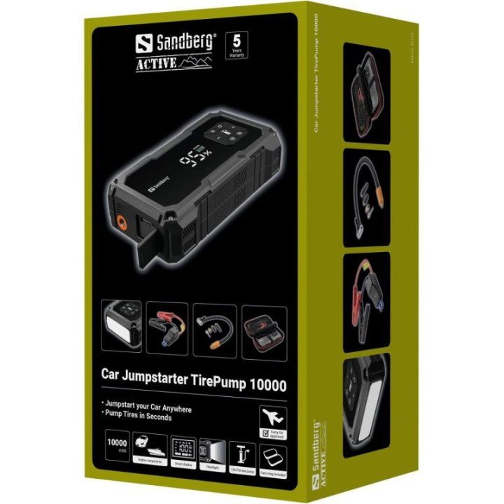 Automobilio užvediklis, power bankas ir padangų pompa Sandberg 10000 mAh