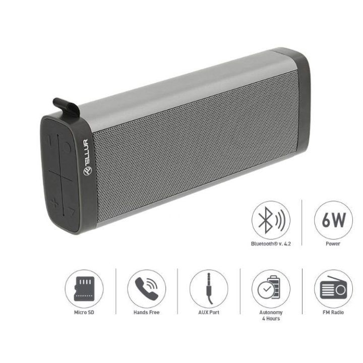 Nešiojamas Bluetooth garsiakalbis Tellur Selene, pilkas