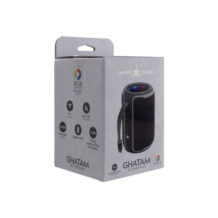 White Shark Ghatam GBT-3007 Bluetooth garsiakalbis, juodas/pilkas
