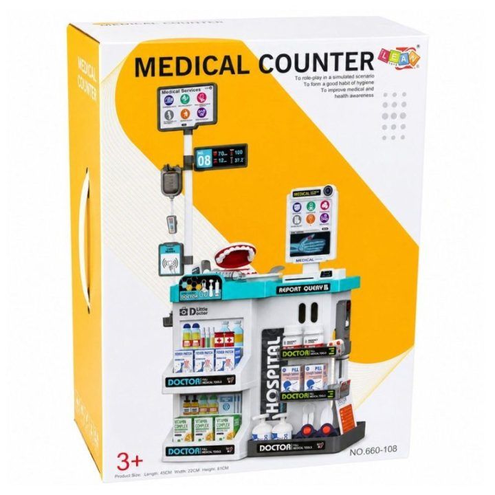 Vaikiškas gydytojo rinkinys su medicininiu stalu