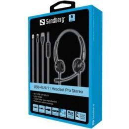 Sandberg USB+RJ9/11 Pro Stereo ausinės su mikrofonu, juodos
