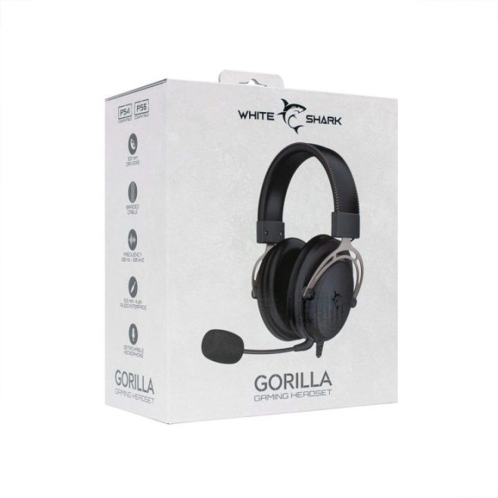 White Shark GH-2341 Gorilla žaidimų ausinės, juodos/pilkos