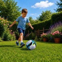 Mėlynas žaislinis futbolo kamuolys treniruotėms, 5 dydis
