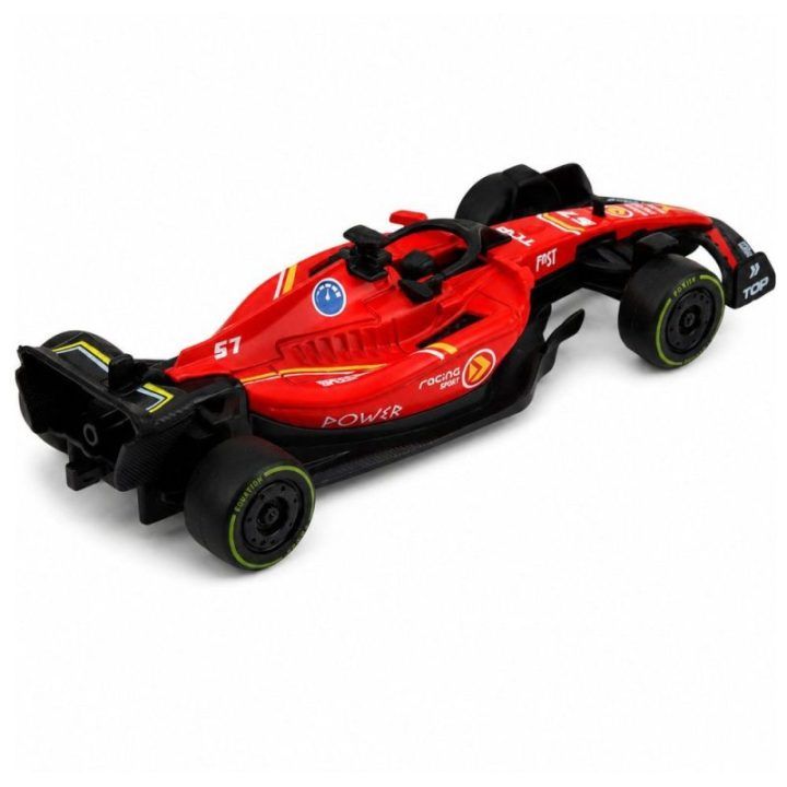 Raudonas žaislinis formulinis lenktyninis automobilis 1:43 su pull-back pavara