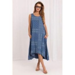 Mėlyna asimetrinė suknelė Italy Moda