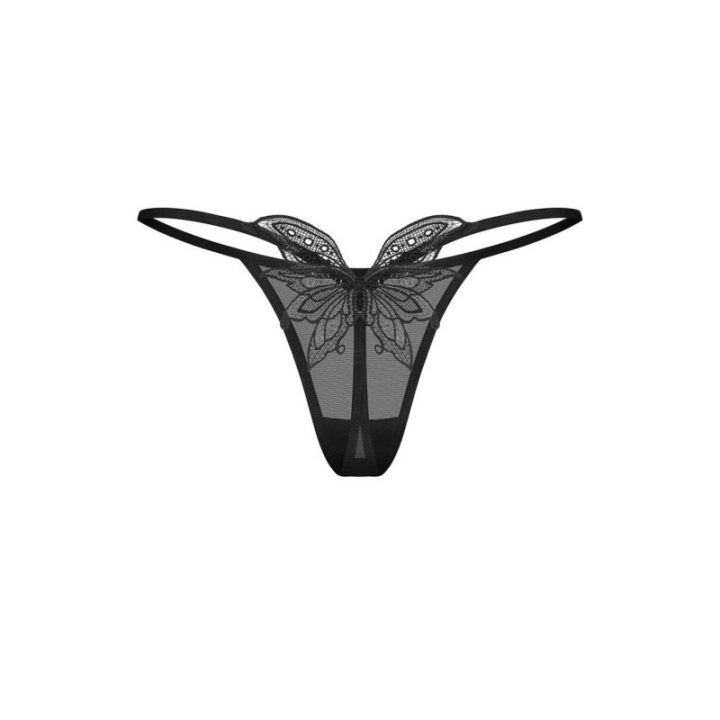 Nėriniuotos stringės Obsessive – juoda