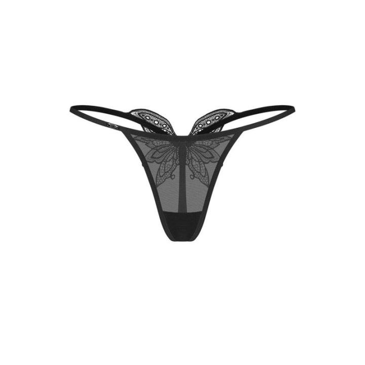Nėriniuotos stringės Obsessive – juoda