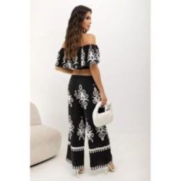 Boho kelnų komplektas su platėjančiomis kelnėmis Italy Moda